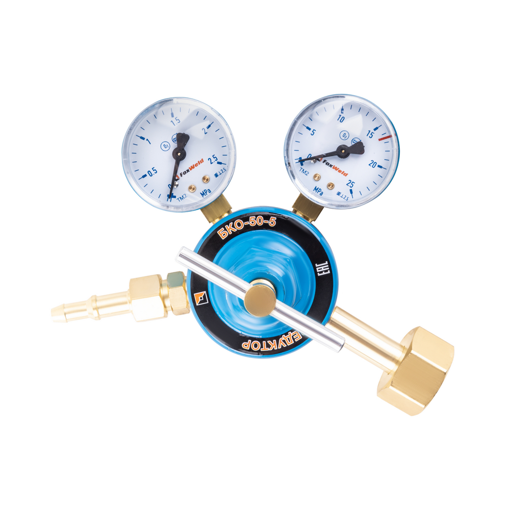 Редуктор БКО-50-5 (кислородный, 2 манометра,ЛАТУНЬ). Фото 2