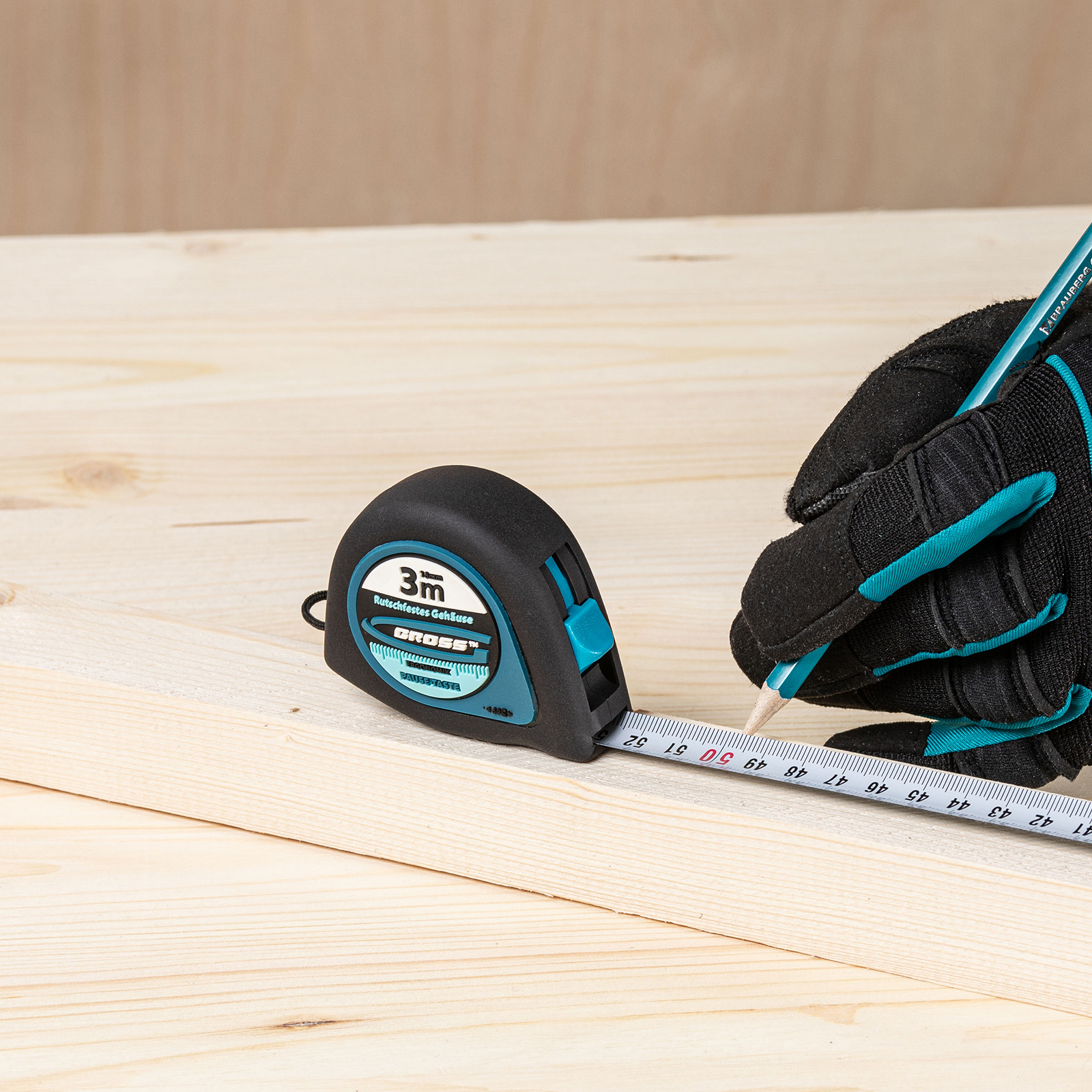 Рулетка Ergonomisch,3 м x 16 мм,магнитный обрезиненный зацеп Gross. Фото 3