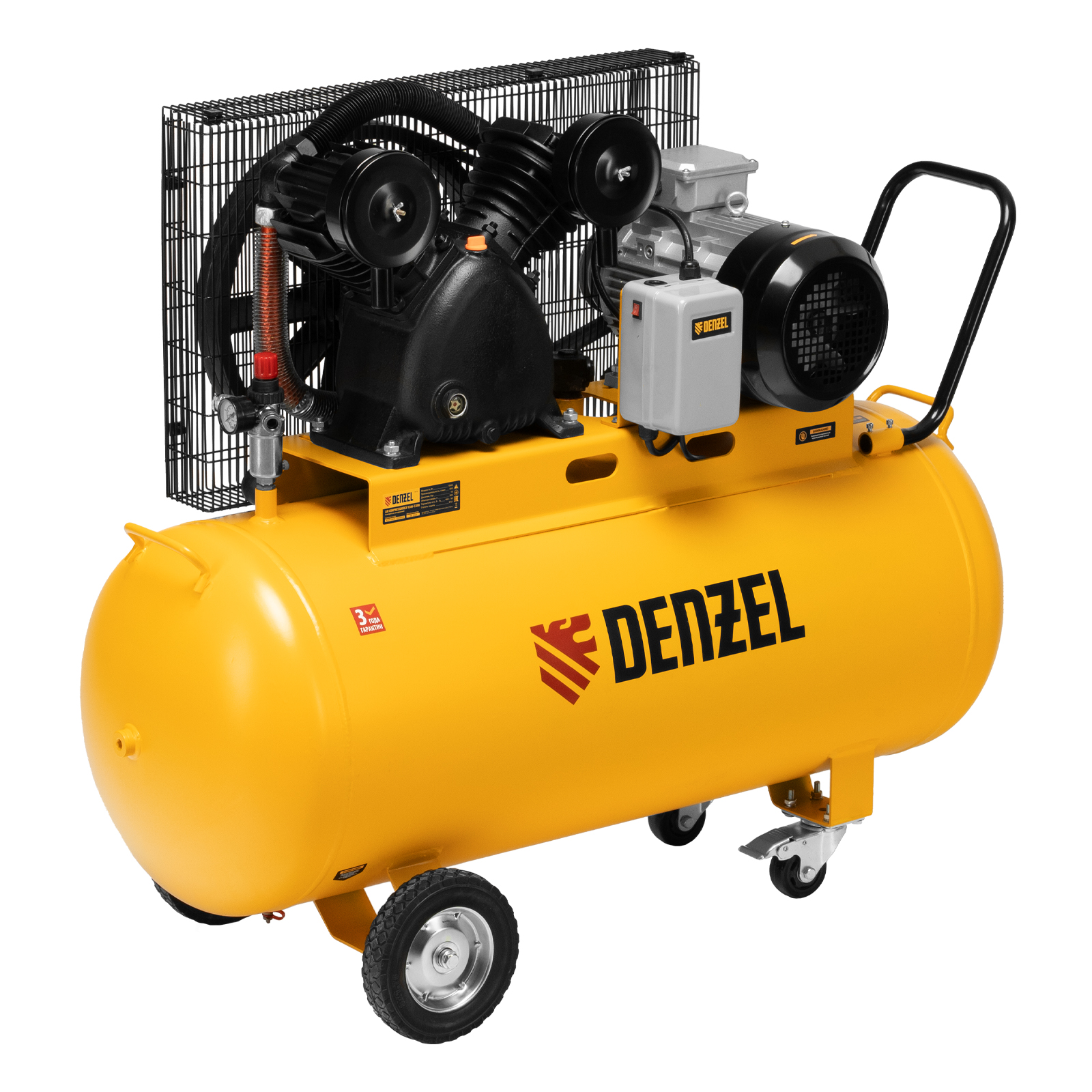 Компрессор воздушный рем. привод BCV 5500-T/200, 5,5 кВт, 200 литров, 850 л/мин Denzel. Фото 1