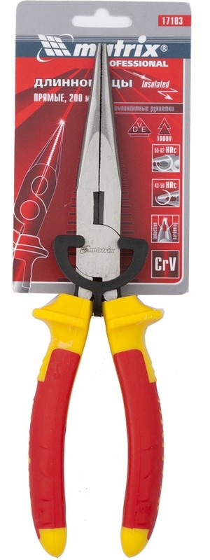 Длинногубцы прямые Insulated, 200 мм, двухкомпонентные рукоятки Matrix Professional. Фото 8